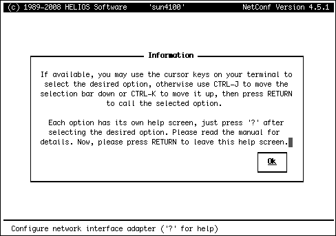 Das Online-Hilfesystem des Programms „netconf“