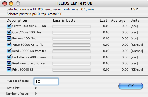 HELIOS LanTest dialog