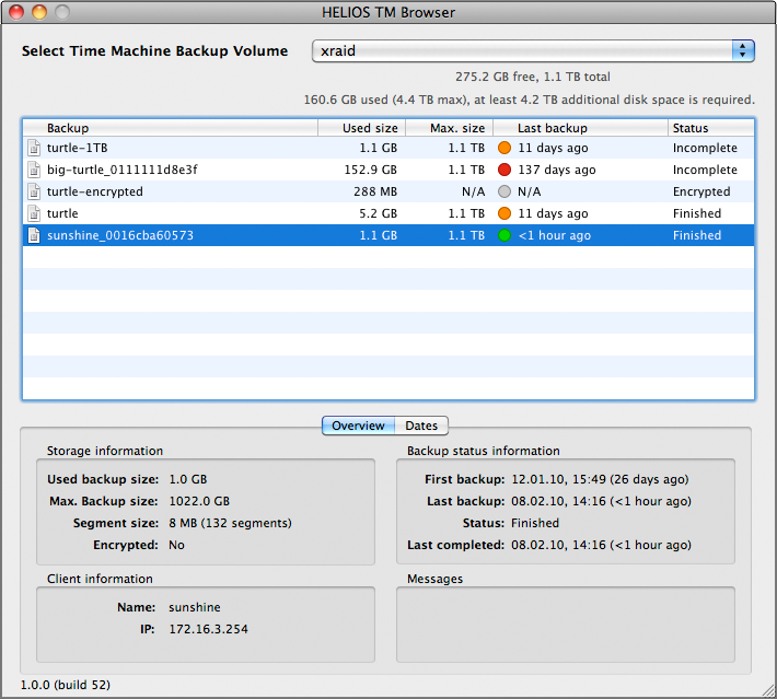 HELIOS TM Browser – Main window