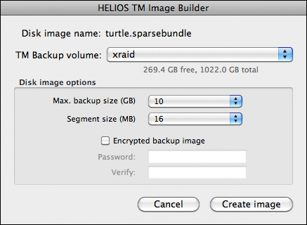 “HELIOS TM Image Builder” window