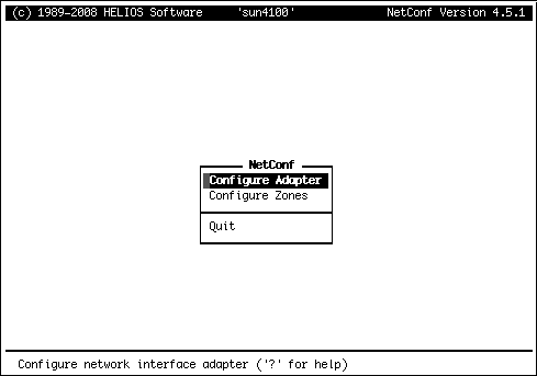 Main menu of the “netconf” program