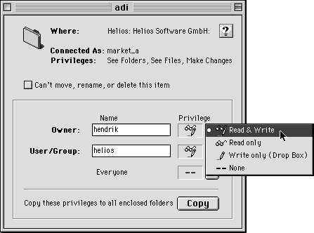 Folder access privileges