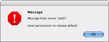 Reset permissions to volume default