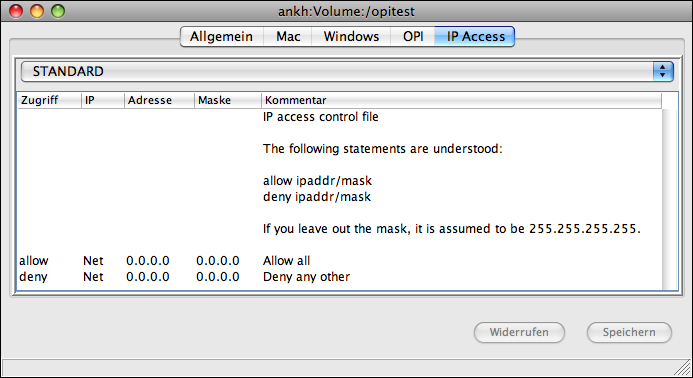 Volume <code>IP Access</code>