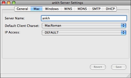 “Server Settings” window