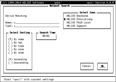 Settings for a network check that includes all devices