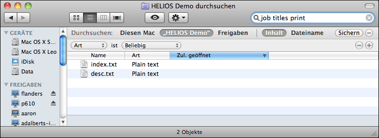 Suchergebnisse auf einem Mac