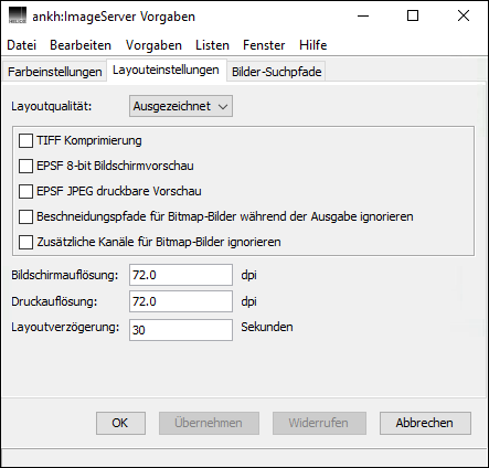 <code>Layouteinstellungen</code> für den OPI-Server festlegen