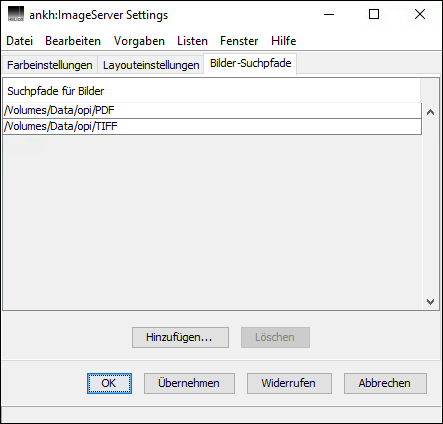 <code>Bilder-Suchpfade</code> für den OPI-Server festlegen