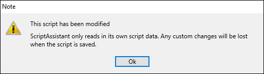 Warnung vor verändertem Skript