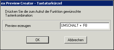 HELIOS Preview XT: Registerkarte „Tastaturkürzel“