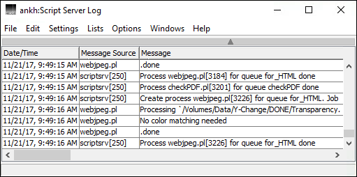 Script Server log file on host “ankh”