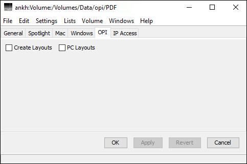 Defining volume-dependent OPI settings