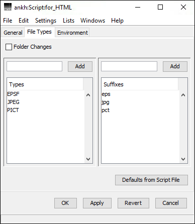 HELIOS Admin “Script” window – <code>File Types</code> tab