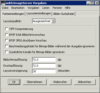 <code>Layouteinstellungen</code> für den OPI-Server festlegen