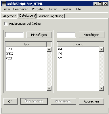 HELIOS Admin Fenster „Skript“ – Registerkarte <code>Dateitypen</code>