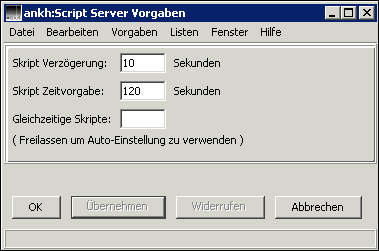 HELIOS Admin Fenster „Script Server Vorgaben“