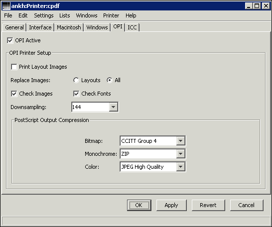 Defining OPI settings for a printer queue