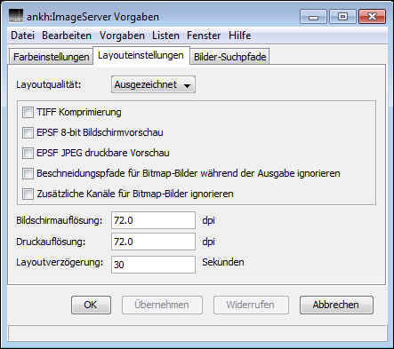 <code>Layouteinstellungen</code> für den OPI-Server festlegen