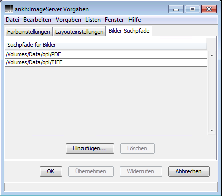 <code>Bilder-Suchpfade</code> für den OPI-Server festlegen