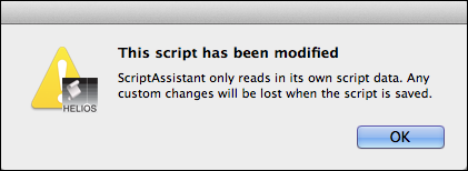 Warnung vor verändertem Skript