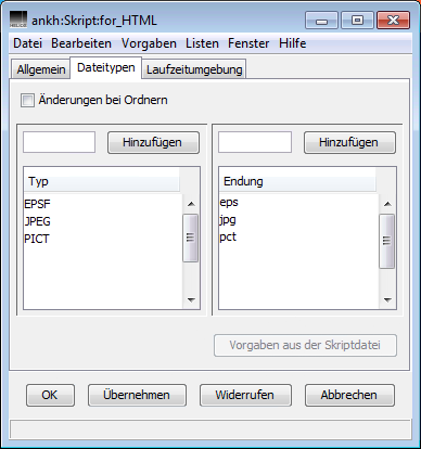 HELIOS Admin Fenster „Skript“ – Registerkarte <code>Dateitypen</code>