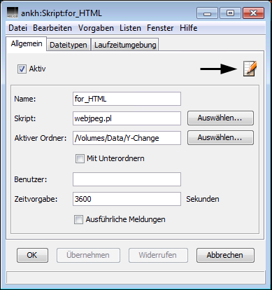 HELIOS Admin Fenster „Skript“ – Registerkarte <code>Allgemein</code>