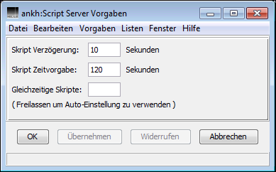 HELIOS Admin Fenster „Script Server Vorgaben“