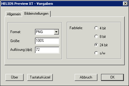 HELIOS Preview XT: Registerkarte „Bildeinstellungen“