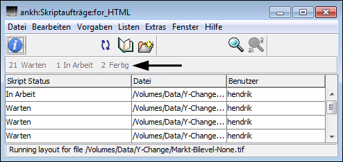 HELIOS Admin Fenster „Skriptaufträge“