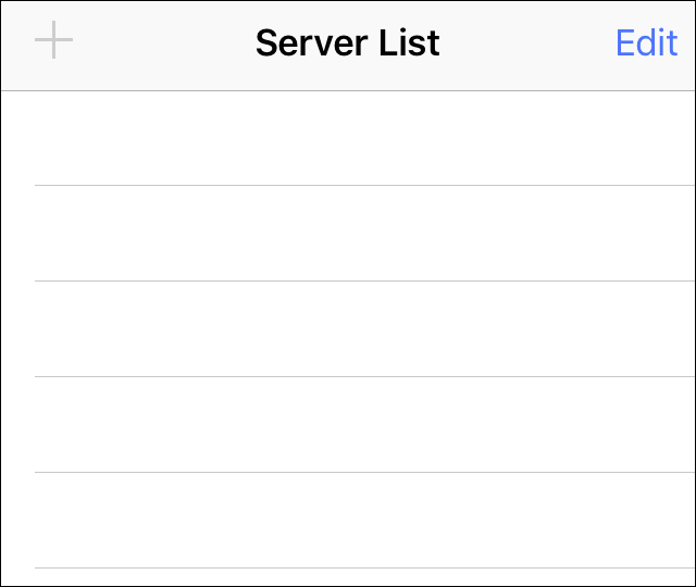 Anfänglich leere Serverliste