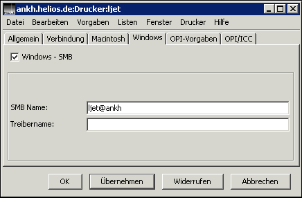 Registerkarte <code>Windows</code> für den Host „ankh“
