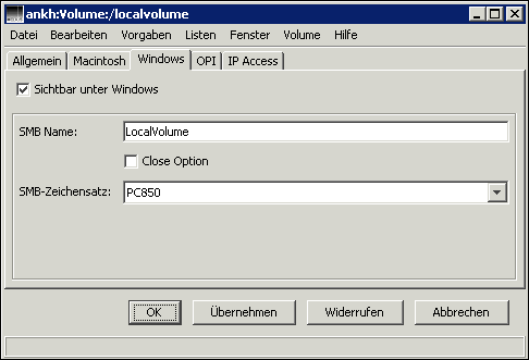 Registerkarte
<code>Windows</code> für den Host „ankh“