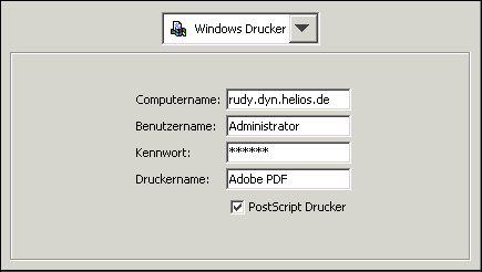 Verbindung <code>Windows Drucker</code>