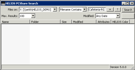 “HELIOS PCShare Search” request window