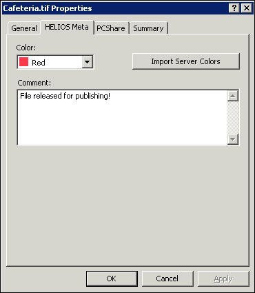 <code>HELIOS Meta</code> information tab