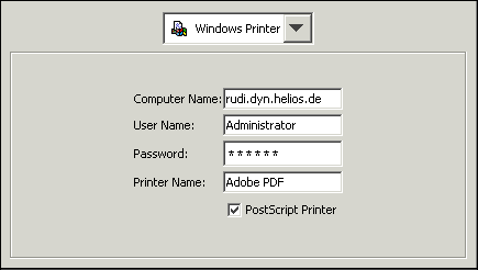 <code>Windows Printer</code> connection