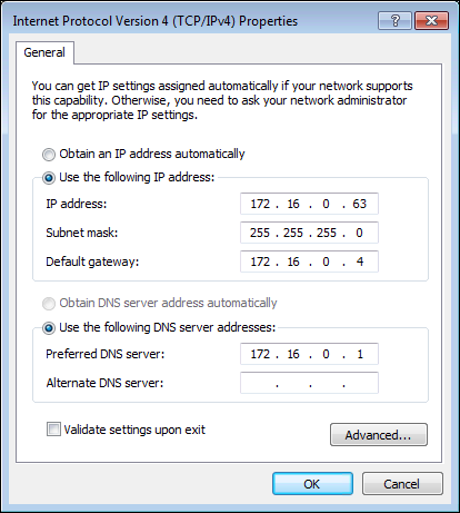 “Internet Protocol Version 4 (TCP/IPv4) Properties” window