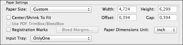 Setting custom paper sizes