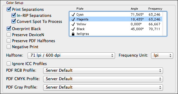 Printing separations with <code>Spot To Process</code>