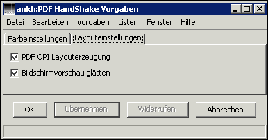 „PDF HandShake Vorgaben“ (ImageServer installiert)