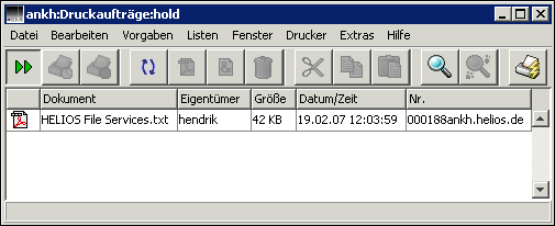 „PDF erzeugen“-Druckauftrag in der „Hold“-Warteschlange