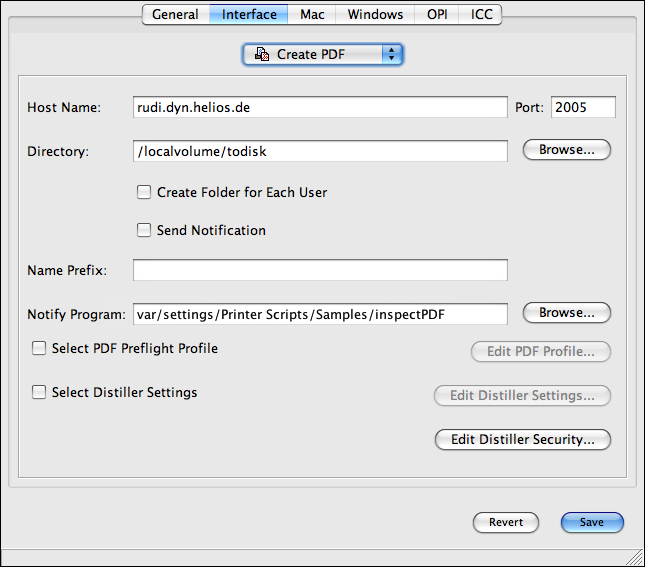 <code>Create PDF</code> printer connection