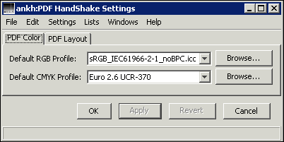 Opening the “PDF HandShake Settings” dialog