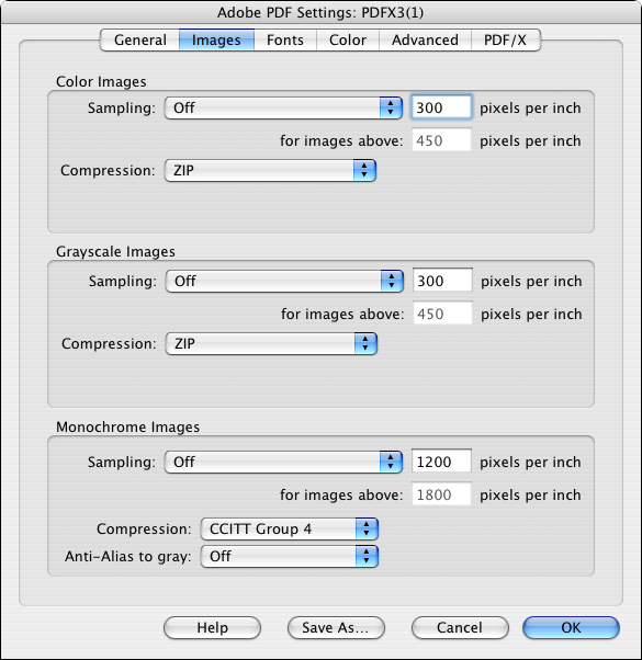 Setting up <code>Images</code> settings