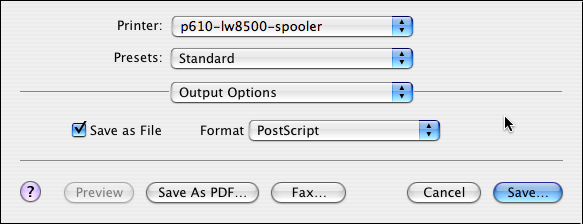 Printing the Word document into a PostScript file