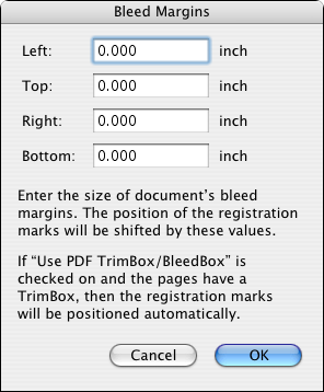 Dialog „Bleed Margins“