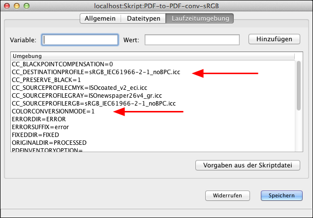 Registerkarte <code>Laufzeitumgebung</code>