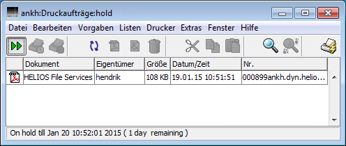 „PDF erzeugen“-Druckauftrag in der „Hold“-Warteschlange