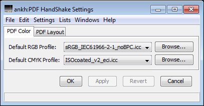 Opening the “PDF HandShake Settings” dialog